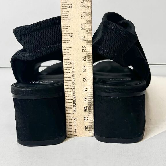 Eileen Fisher Comfort Casual Black Nubuck Women 8.5 Stretch Straps Peep Toe Heel - Picture 9 of 12